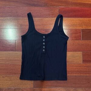 Elegant Black Buttoned Tank Top